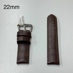 時計ベルト レザーベルト 22mm 牛革　本革　替ベルト 交換ベルト ダークブラウン