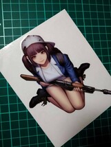 ミリタリーガール　日本の女の子　サバゲー　スナイパー　ライフル　銃　ステッカー　転写シール_画像2