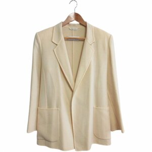 ほぼ美品 Max Mara マックスマーラ シングル 比翼仕立て ベルテッドジャケット ブレザー 40 オフホワイト ◆