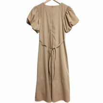 美品 22AW NATURAL BEAUTY BASIC ナチュラルビューティーベーシック 半袖 マキシ丈 バルーンスリーブ Aラインワンピース S ベージュ ◆_画像2