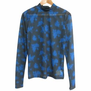  beautiful goods MAISON SPECIAL mezzo n special Flower High Neck Sheer Top total pattern long sleeve high‐necked sia- cut and sewn F blue × black *