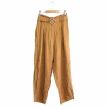 美品 21SS MARELLA マレーラ ジップアップ ハイウエスト ベルテッドパンツ クロップドパンツ 40 ブラウン系 ◆_画像1