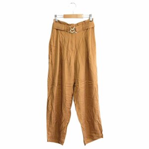 美品 21SS MARELLA マレーラ ジップアップ ハイウエスト ベルテッドパンツ クロップドパンツ 40 ブラウン系 ◆