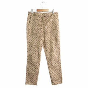 美品 20SS MARELLA マレーラ 総柄 ジップアップ ストレッチ クロップドパンツ 38 ブラウン系 ◆