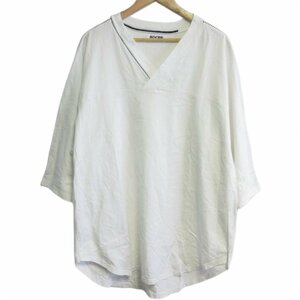  beautiful goods S'YTE site Yohji Yamamoto 7 minute sleeve V neck stitch oversize T-shirt cut and sewn UQ-T07-018 3 white *