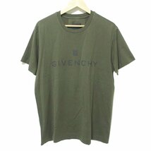 美品 GIVENCHY ジバンシィ ロゴプリント 半袖 Tシャツ カットソー オーバーサイズ XXS カーキ 014_画像1