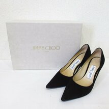 美品 JIMMY CHOO ジミーチュウ LOVE 85 スエード ポインテッドトゥ パンプス サイズ34 1/2 約21.5cm ブラック_画像1