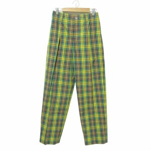  beautiful goods BLAMINKbla mink check pattern slacks pants 0 yellow multicolor 014