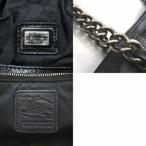 BURBERRY バーバリー ナイロン×レザー ノバチェック柄 チェーントートバッグ ショルダーバッグ ブラック_画像10