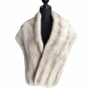  almost beautiful goods Palodyparoti fur sapphire mink fur tippet stole white × gray J0104