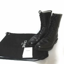 新品同様 CELINE セリーヌ エディ期 レザー レースアップ レンジャーブーツ ショートブーツ 37サイズ 23.5cm相当 ブラック_画像9