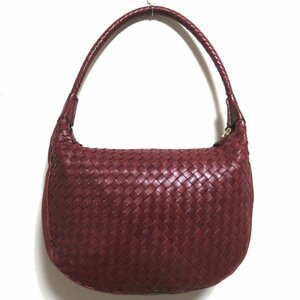 美品 BOTTEGA VENETA ボッテガヴェネタ ヴィンテージ レザー イントレチャート ハンドバッグ ショルダーバッグ ボルドー