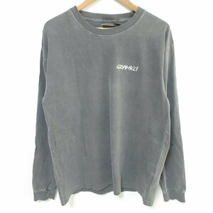 美品 GRAMICCI グラミチ USED加工 G-パンツ プリント 長袖 Tシャツ カットソー G2FU-T059 サイズM チャコールグレー ◆