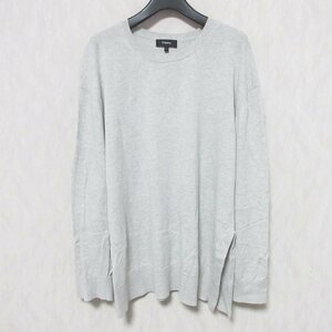 美品 Theory セオリー KARENIA. W コットン100％ 長袖 スリット ニット 01-8101728-025-902 S グレー ◆