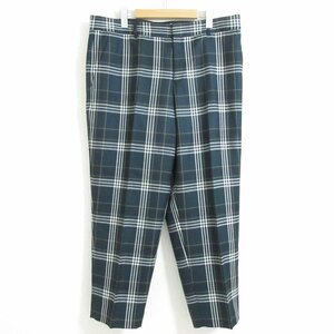 美品 LOCHCARRON FOR 23区 ニジュウサンク チェック柄 センタープレス ストレートパンツ スラックスパンツ 50 グリーン系 ◆