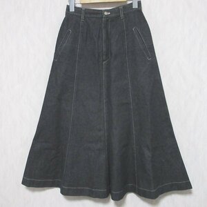美品 Y's Bis ワイズビス ヴィンテージ デニム フレア ロング スカート BI-S59-085 ブラック ◆