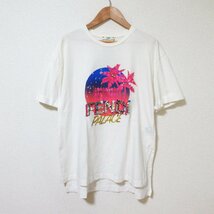 良品 18SS FENDI フェンディ プリント ロゴ スパンコール ビジュー 半袖 Tシャツ カットソー サイズXS ホワイト_画像1