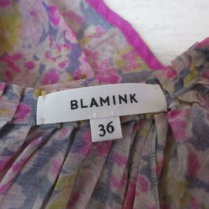 美品 BLAMINK ブラミンク シルクブレンド フラワープリント ブラウス カットソー 36 マルチカラー ◆の画像3