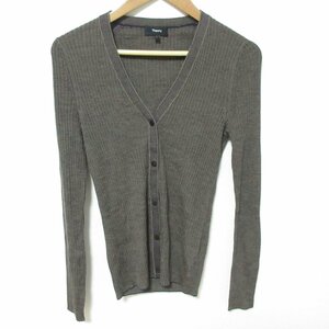 美品 22AW Theory セオリー REGAL WOOL MICRO S CARDI Vネック ニット カーディガン S ブラウン系 ◆