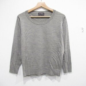 美品 JOHN SMEDLEY ジョンスメドレー 英国製 メリノウール 長袖 ハイゲージニット セーター S グレー ◆