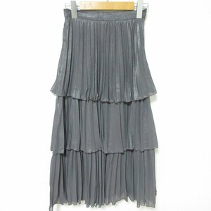  прекрасный товар AMERI Ame liTWINKLE TIERED SKIRT ламе обработка длинный длина tia-do юбка в складку размер S серый *