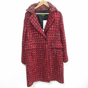  unused CIVIDINIchi vi ti-ni double breast tweed coat size 44 red × black *