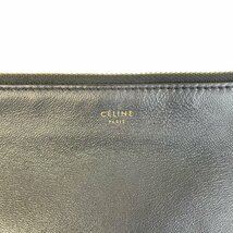 美品 CELINE セリーヌ フィービー期 TRIO トリオ ラージ レザー ショルダーバッグ ポーチ クラッチバッグ ブラック ◆_画像8