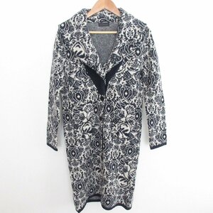  beautiful goods ANTEPRIMA Anteprima total pattern knitted shawl color coat size 38 navy × white *