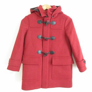  прекрасный товар BURBERRY CHILDREN Burberry дети подкладка Heart ×noba в клетку с капюшоном . полупальто "даффл коут" 10Y красный *