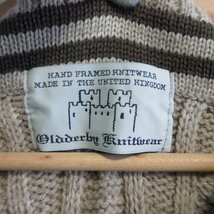 ほぼ美品 Oldderby Knitwear オールドダービーニットウェア フレンチスリーブ チルデンニット セーター ベスト ベージュ×ブラウン ◆_画像4