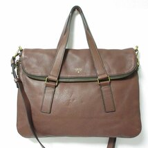 ほぼ美品 FOSSIL フォッシル レザー 2way トートバッグ ハンドバッグ ショルダーバッグ ブラウン ◆_画像1