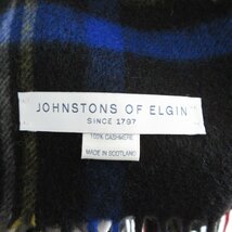 美品 Johnstons of Elgin ジョンストンズオブエルガン チェック柄 カシミヤ100％ マフラー マルチカラー ◆_画像5