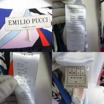 美品 EMILIO PUCCI エミリオプッチ 総柄 シルクブレンド 長袖 ひざ丈 カシュクール ワンピース ドレス 38 マルチカラー ◆_画像8