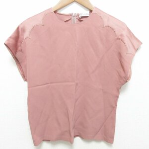 美品 RED VALENTINO レッドヴァレンティノ スカラップデザイン フレンチスリーブ ブラウス カットソー サイズ38 ピンク系 ◆