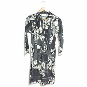  beautiful goods EMILIO PUCCI Emilio Pucci total pattern silk 100% 7 minute sleeve waist switch One-piece dress 38 multicolor *