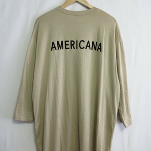 ほぼ美品 Americana アメリカーナ ドゥーズィエムクラス別注 長袖 サイドファスナー バッグロゴプリント マキシ丈 ワンピース ベージュ ◆の画像7