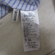 美品 23SS SNIDEL スナイデル ベストレイヤードフリルスリーブチュニック ストライプ柄 長袖 ブラウス シャツ ONESIZE ネイビー ◆_画像4