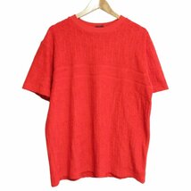 美品 DIOR ディオールオム エンボス オブリーク テリーコットンジャガード パイル地 半袖 Tシャツ カットソー オーバーサイズ M レッド ◆_画像1