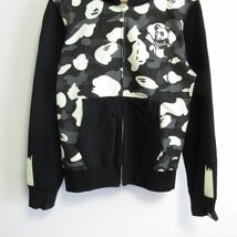 美品 A BATHING APE アベイシングエイプ panda full zip hoodie パンダ 総柄 フーディー シャークパーカー M ブラック系 ◆_画像4