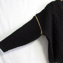 美品 21AW グッチ Detachable Sleeves Cable Knit 長袖 Vネック デタッチャブルスリーブ ケーブルニット セーター 680968 M ブラック ◆_画像5