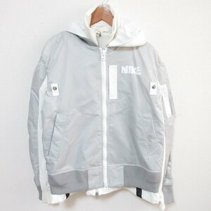 良品 20AW Sacai×NIKE サカイ×ナイキ NRG LAYERED JKT ナイロン レイヤードデザインジャケット CZ4697-097 サイズM グレー×ホワイト ◆