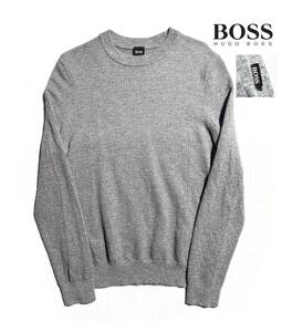 美品【最高級】HUGO BOSS ヒューゴボス クルーネック ニット L メンズ ウール Nettuno ロゴタブ 送料520円【着心地抜群】セーター