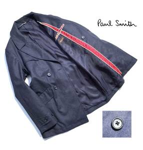 美品【定価7万超】Paul Smith COLLECTION ポールスミス トレンチコート L ウール ジャケット メンズ 日本製 ネイビー 美シルエット