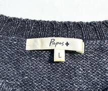 美品【定価3万】Papas+ パパス プラス ウール クルーネックニット L ロゴタブ メンズ ネイビー【着心地抜群の一枚】セーター_画像7