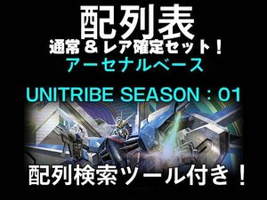 機動戦士ガンダム アーセナルベース UNITRIBE SEASON01 配列表　検索ツール付き　通常排出全パターン＆レア確定排出　クーポン使用用