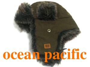 ★オーシャンパシフィック OCEAN PACIFIC パイロット キャップ ★フライト 帽子 カーキ色 ウインター 雪山 スノーボーダー