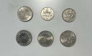 1円スタート　記念硬貨まとめ 500円×6枚セット　　額面3000円 昭和59年昭和61年 昭和60年 銀貨