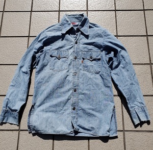 リーバイス/Levi's/デニムシャツ/ウエスタンシャツ/Mサイズ/ブッシュシャツ？/70年から80年代/ 