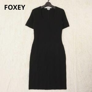 FOXEY　フォクシー　カシミヤ100%　ニットワンピース　半袖　ブラック　黒