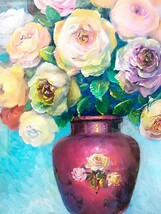 画家haru 油彩画[薔薇]　真作、原画、一点物、絵のサイズ385×295特寸　額縁付き　静物画。_画像4